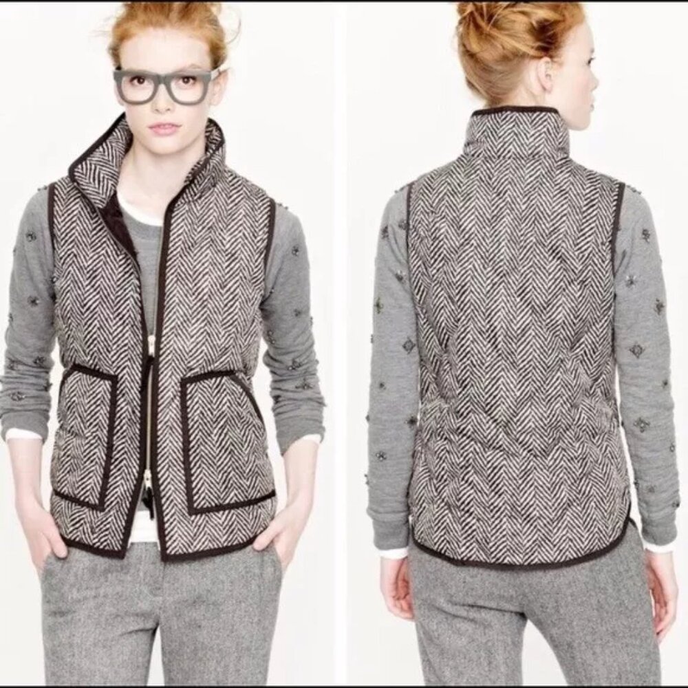 J. Crew Herringbone Down Quilted Vest - Womens Small